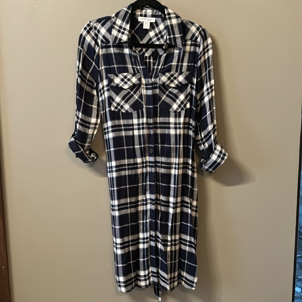 Motherhood maternity plaid dress